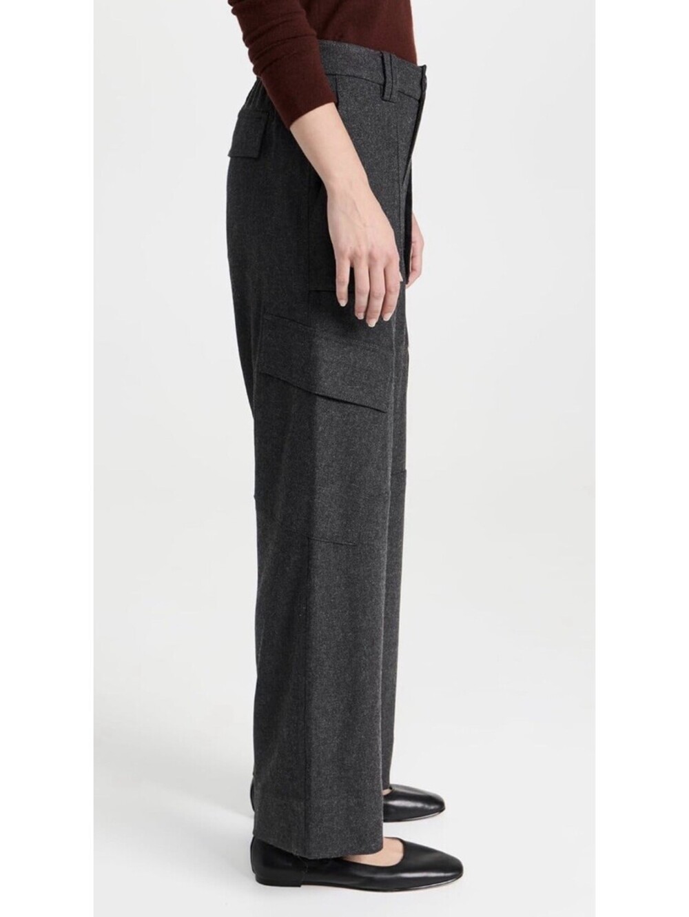VINCE Raver Italian Flannel Wide Leg Baggy Cargo Pant Size 12 Charcoal $495 NWT - Picture 4 of 12